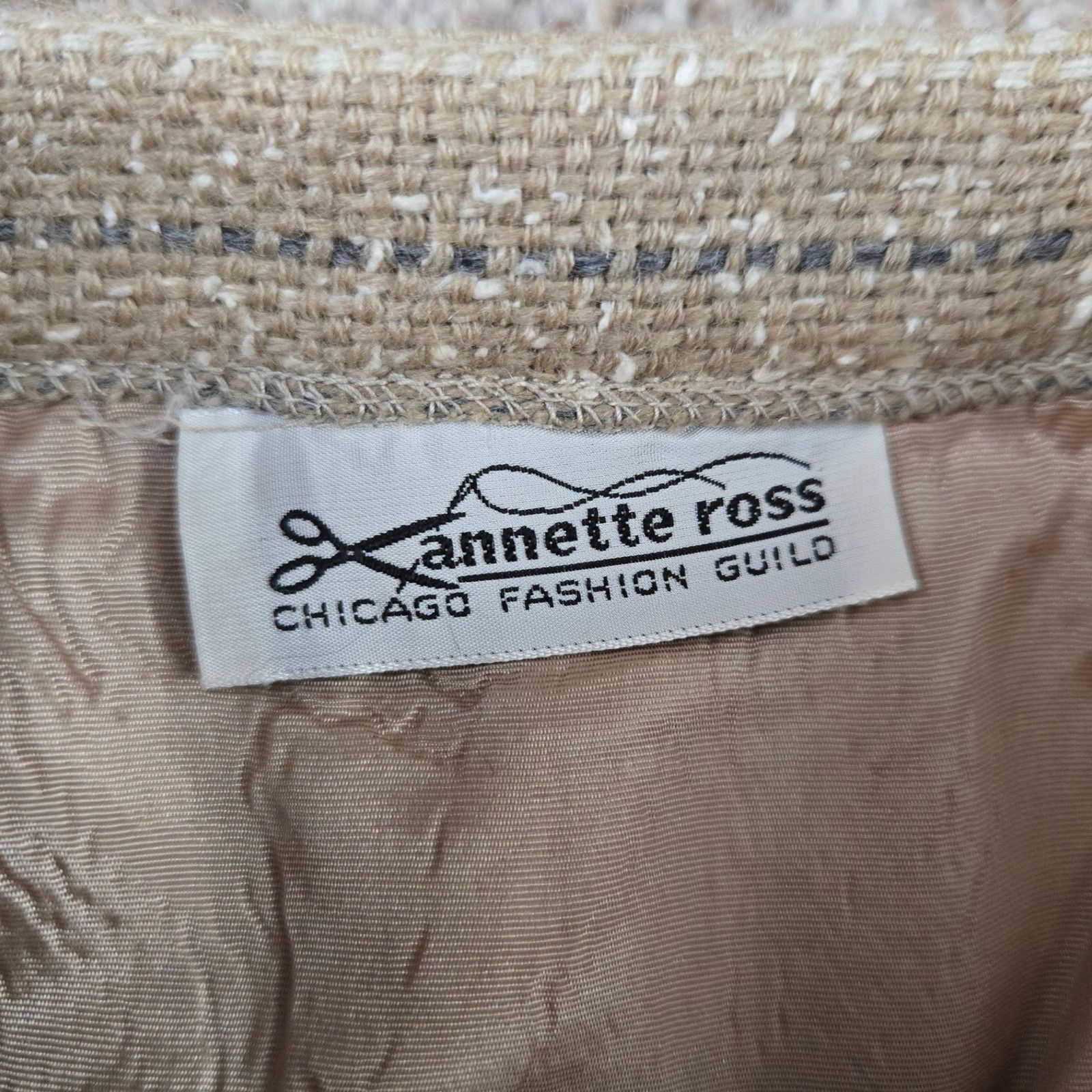 Vintage 1950s Beige Striped Tweed High Waisted Belted Skirt Size 2 Size 26" / US 2 / IT 38 - 10 Thumbnail