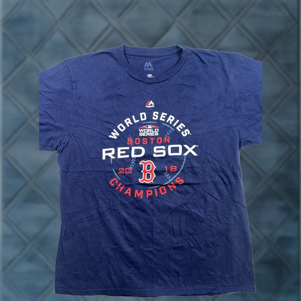 MLB VINTAGE Majestic MLB World Series Champions Boston Red Sox Shirt Mens L Blue 100% Cotton Short Sleeve Bean Town Size US L / EU 52-54 / 3 - 1 Thumbnail