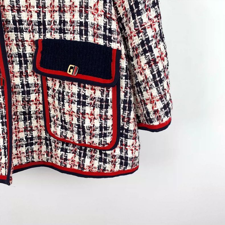 Gucci Gucci Color-blocked plaid gold buckle cotton woven small fr Size M / US 6-8 / IT 42-44 - 4 Thumbnail