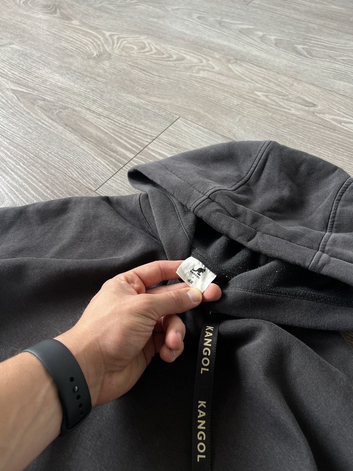 Designer ‼️Rare Oversized Big Logo Kangol x H&M Distressed Hoodie‼️ Size US M / EU 48-50 / 2 - 8 Thumbnail