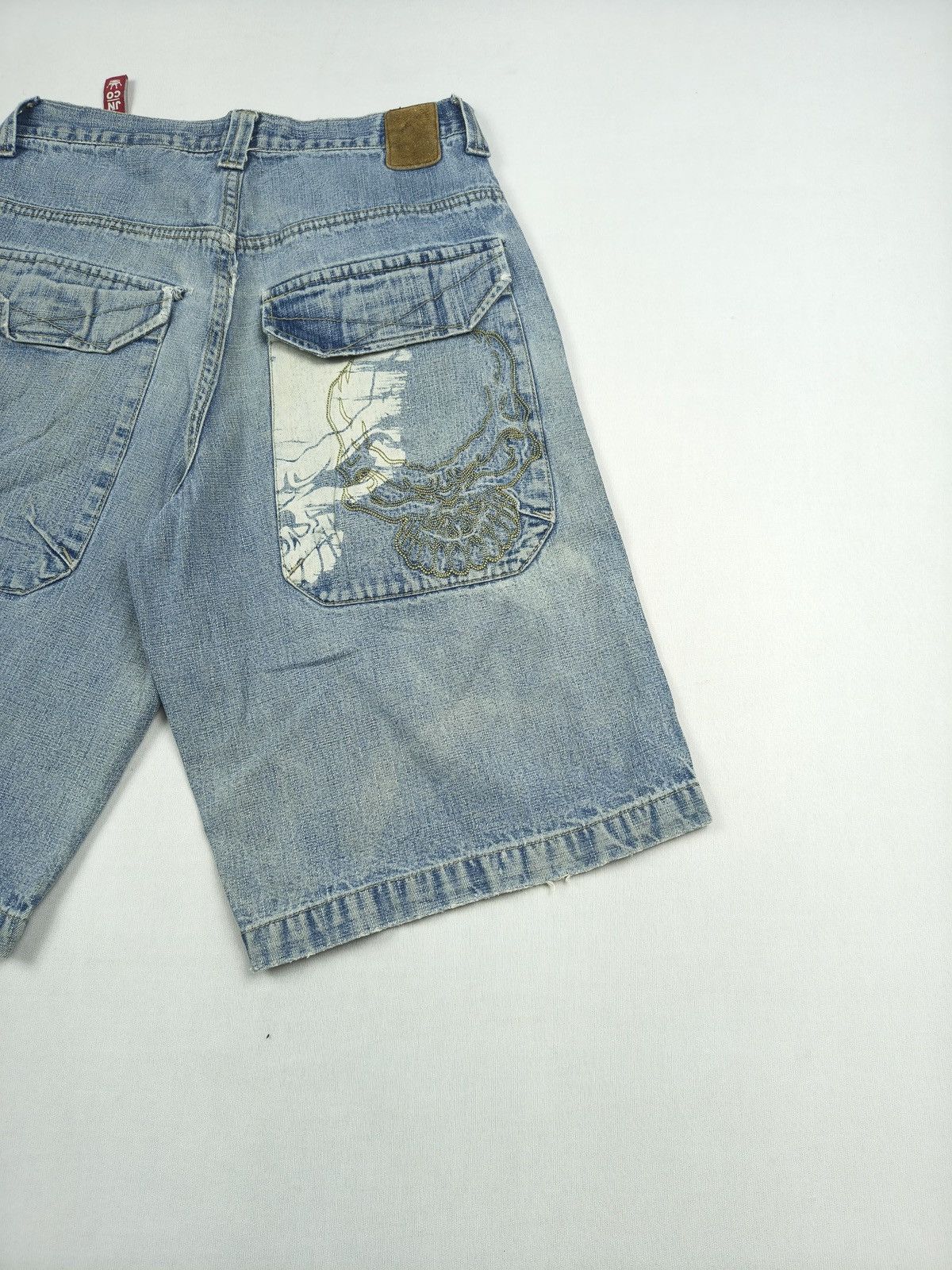 JNCO JNCO Skull print + Embroidered Baggy Jorts 💀 (070) Size US 28 / EU 44 - 4 Thumbnail