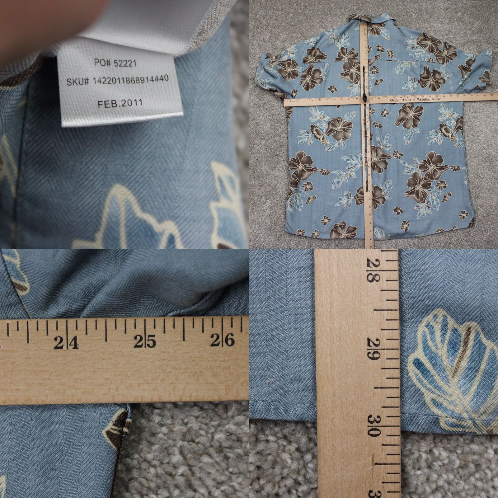 Jos. A. Bank Jos. A. Bank Shirt Mens Large Blue Floral 100% Silk Short Sleeve Button Up Size US L / EU 52-54 / 3 - 8 Thumbnail