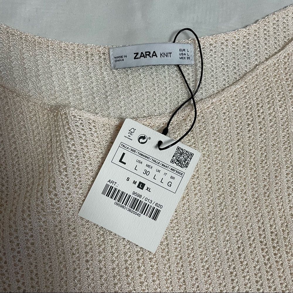Zara NWT New Zara Knit Ruched-Sleeve Pale Peach Sweater Size L Size L / US 10 / IT 46 - 7 Thumbnail