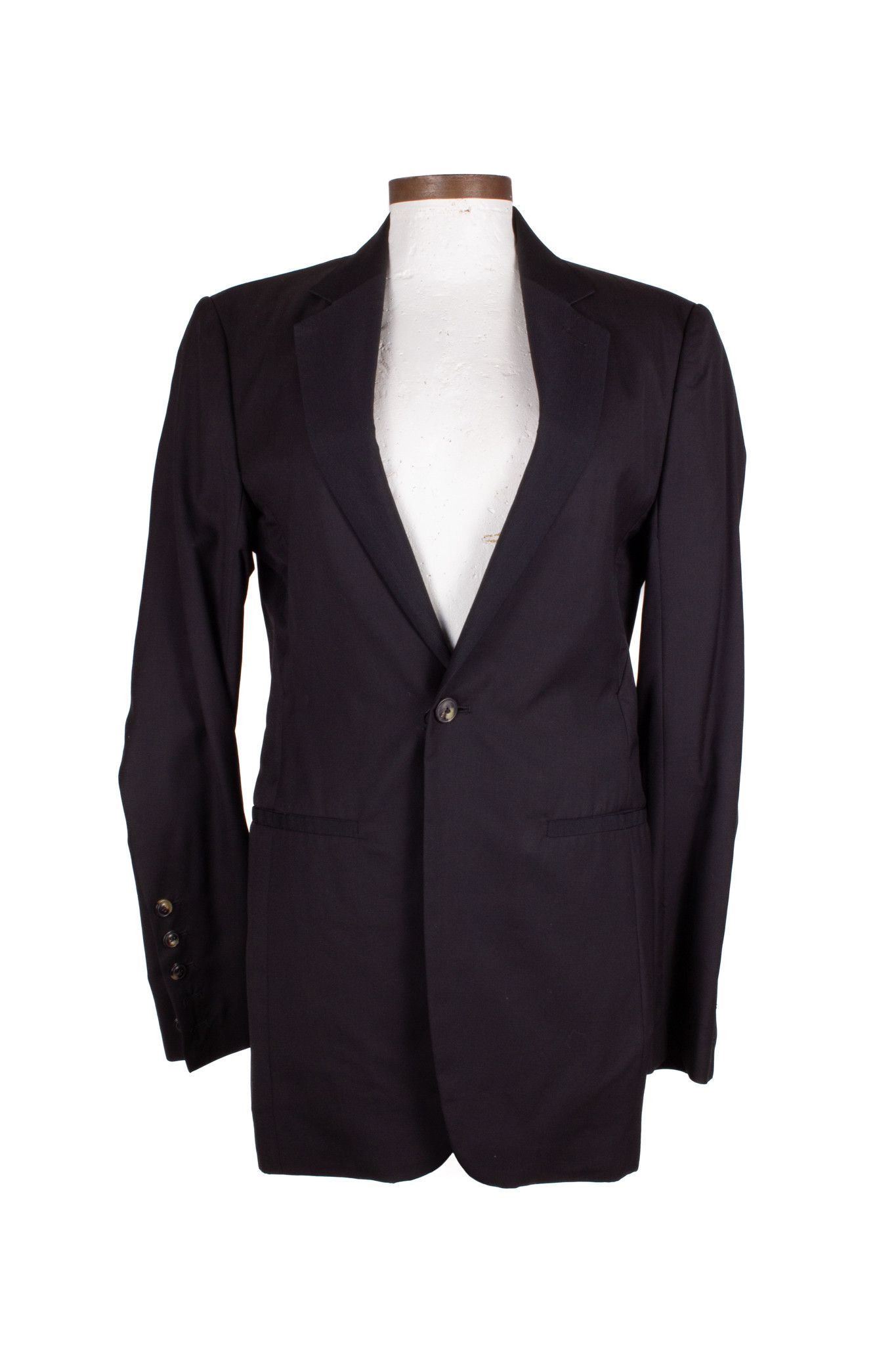 image of Rick Owens Black Wool Blend Slim Blazer, Men's (Size Small)