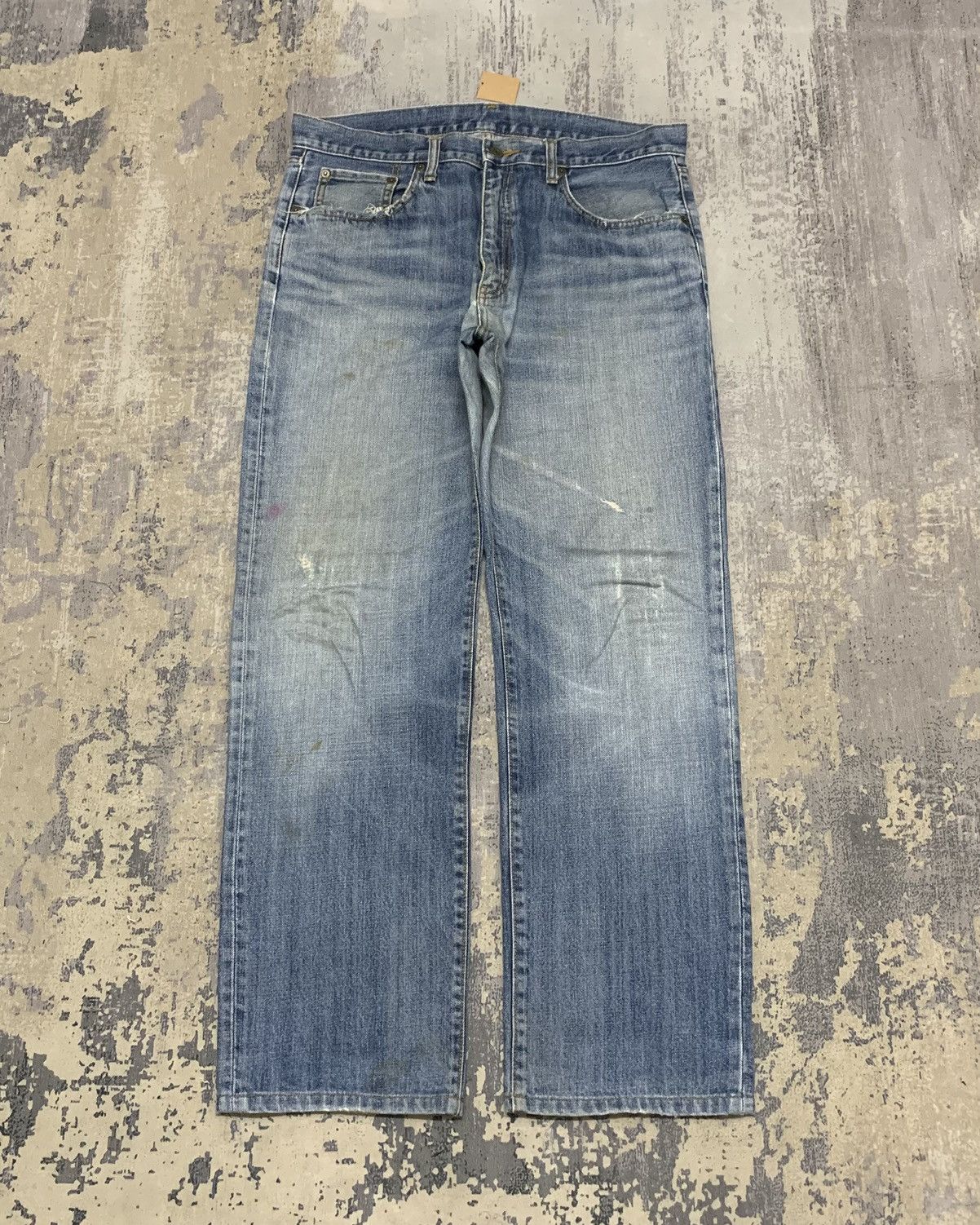 Uniqlo W35x31 90s Style Uniqlo Rusty Mudwash Distressed Denim Jean Size US 35 - 1 Thumbnail