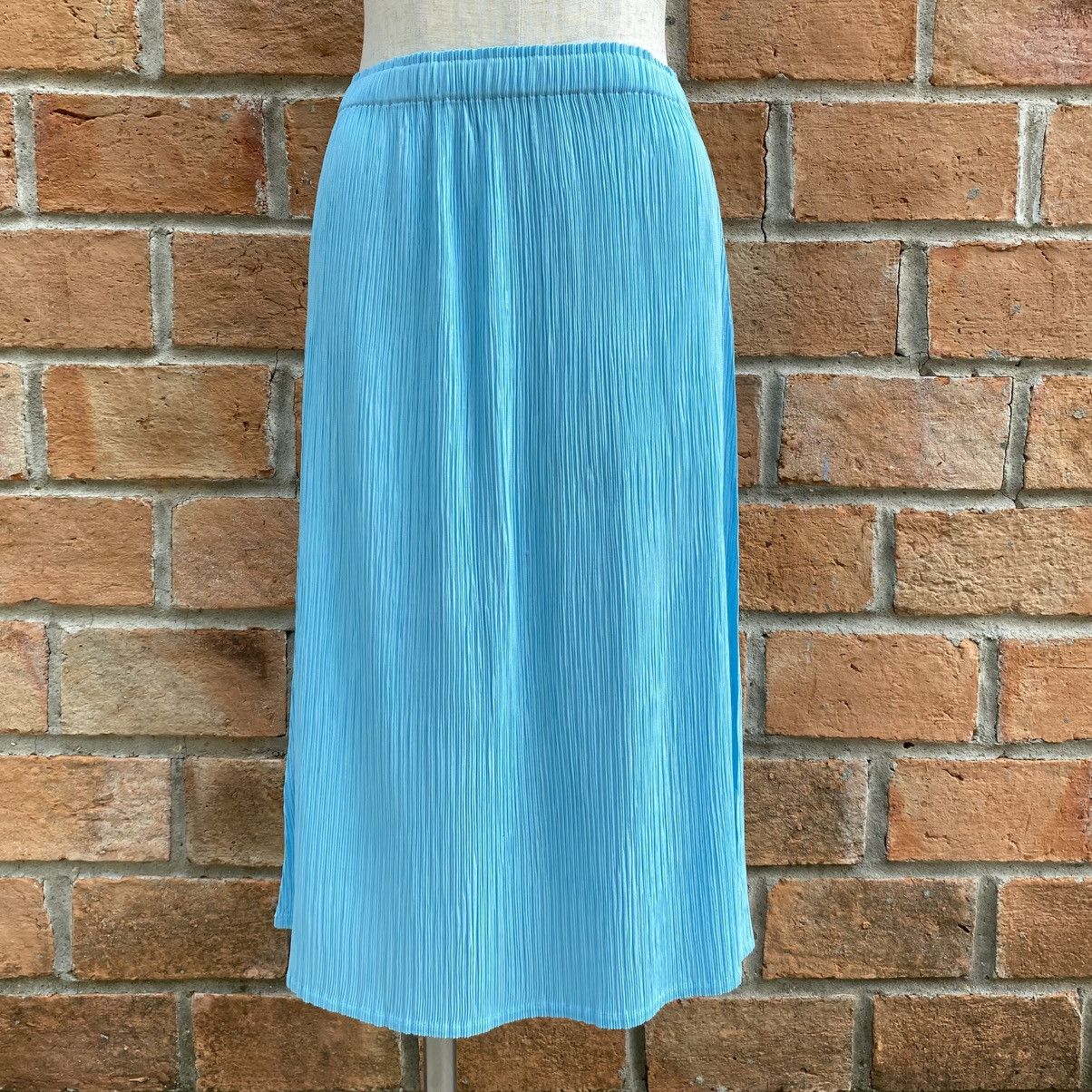 Coneco Sky Blue Pleated Elastic-Waist Skirt