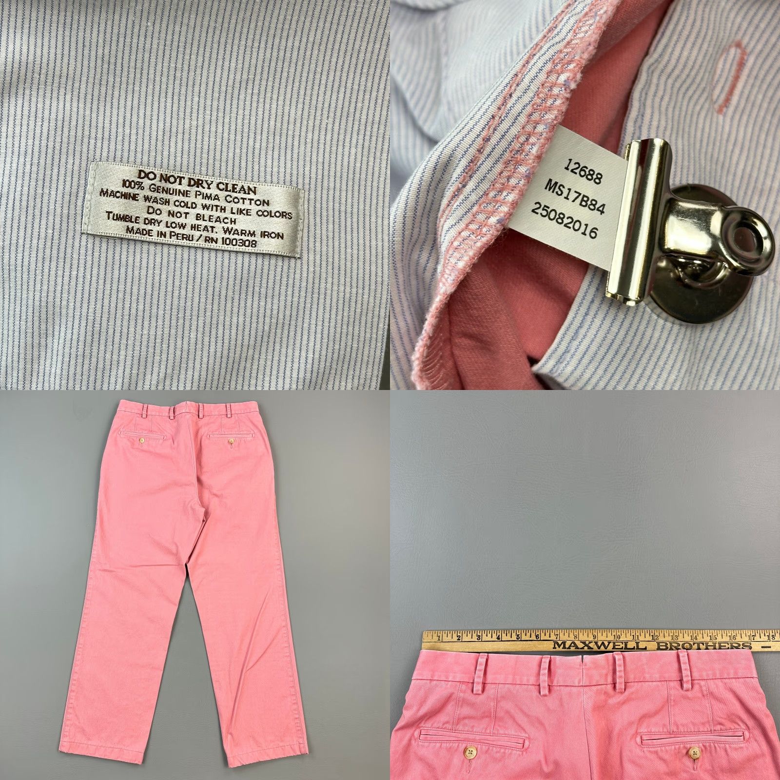 Peter Millar Peter Millar Pants Mens Pink 34x29 Pima Washed Twill Flat Front Chino Casual Size US 34 / EU 50 - 8 Thumbnail