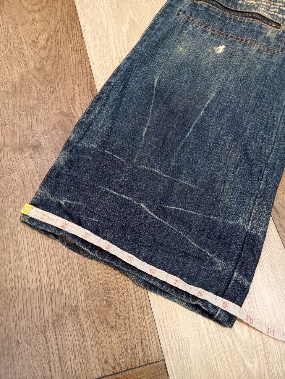 Japanese Brand JAPANESE FUNNY DEVIL SKULL BLUE DENIM PAINTED FLARED PANTS Size US 35 - 16 Thumbnail