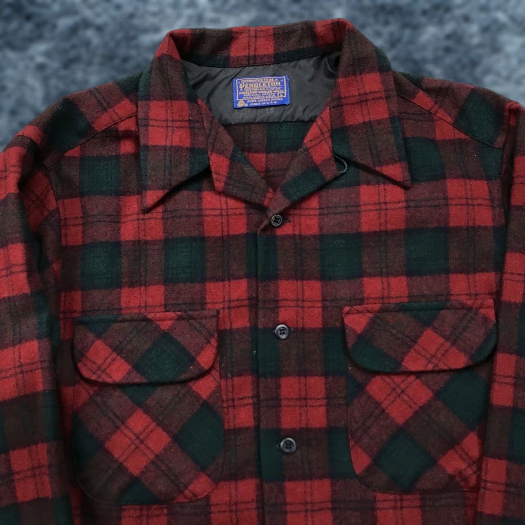 Pendleton VINTAGE Pendleton Board Shirt Mens Large Red Wool Flannel Shirt Button-Up with Pockets Size US L / EU 52-54 / 3 - 1 Thumbnail