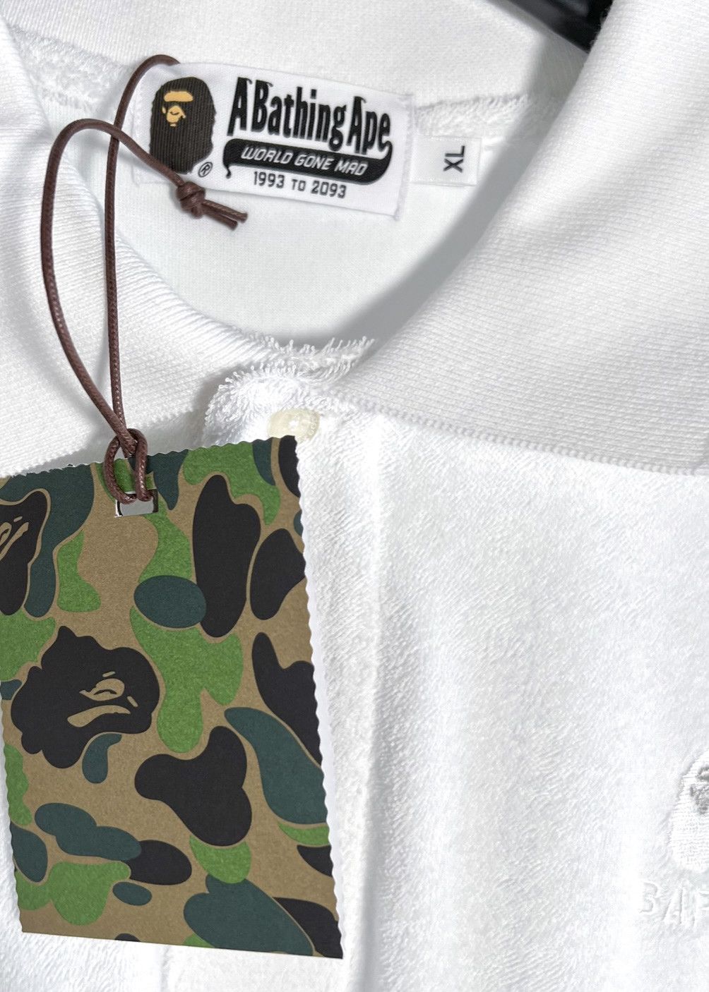 Bape Bape White Toweling Embroidered Polo Shirt Size US XL / EU 56 / 4 - 3 Thumbnail