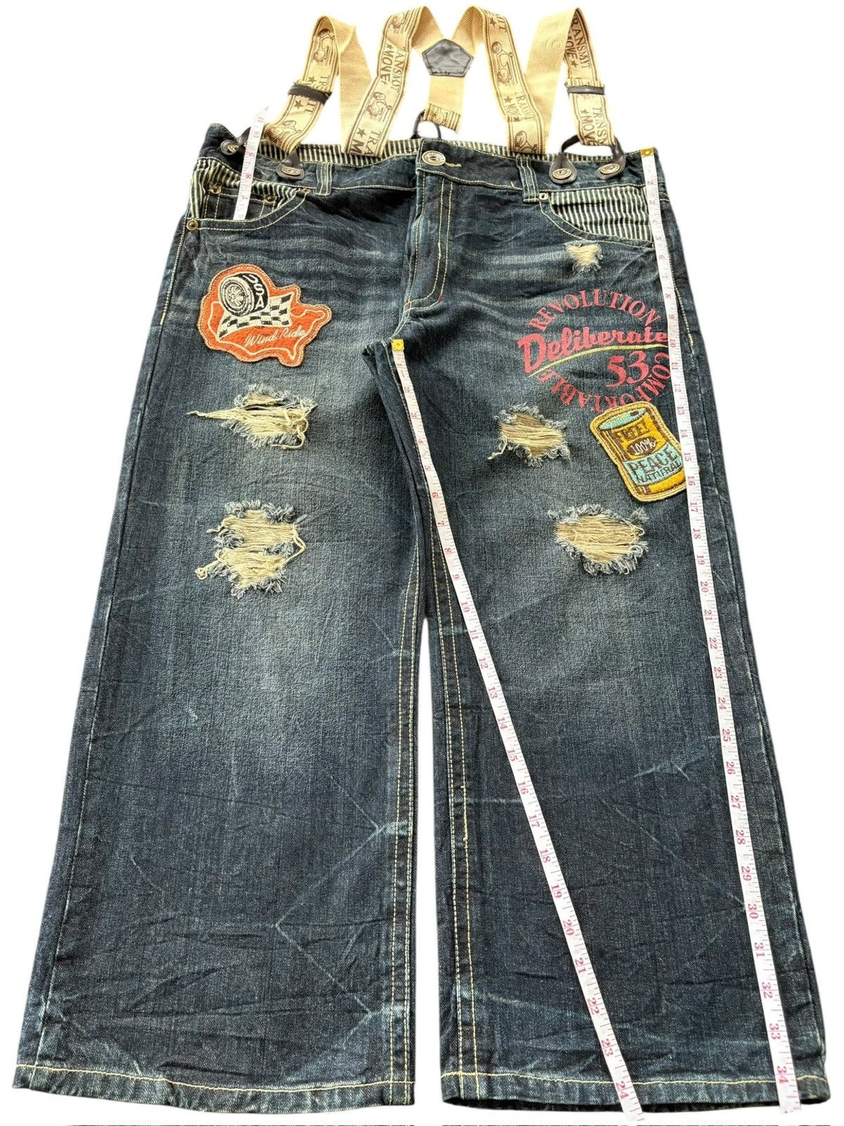 Fubu Vintage Japanese Brand Suspenders Distressed Baggy Jeans Size US 39 - 8 Thumbnail