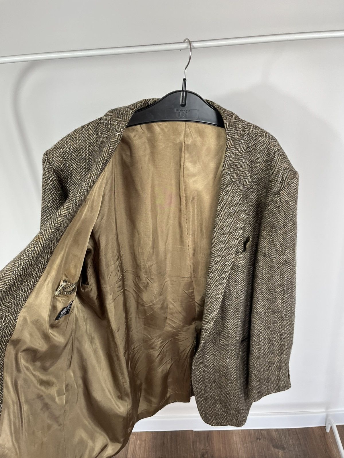 Harris Tweed Vintage Tweed Blazer Pure New Wool Brown EU 48 Herringbone Size US XXL / EU 58 / 5 - 7 Thumbnail