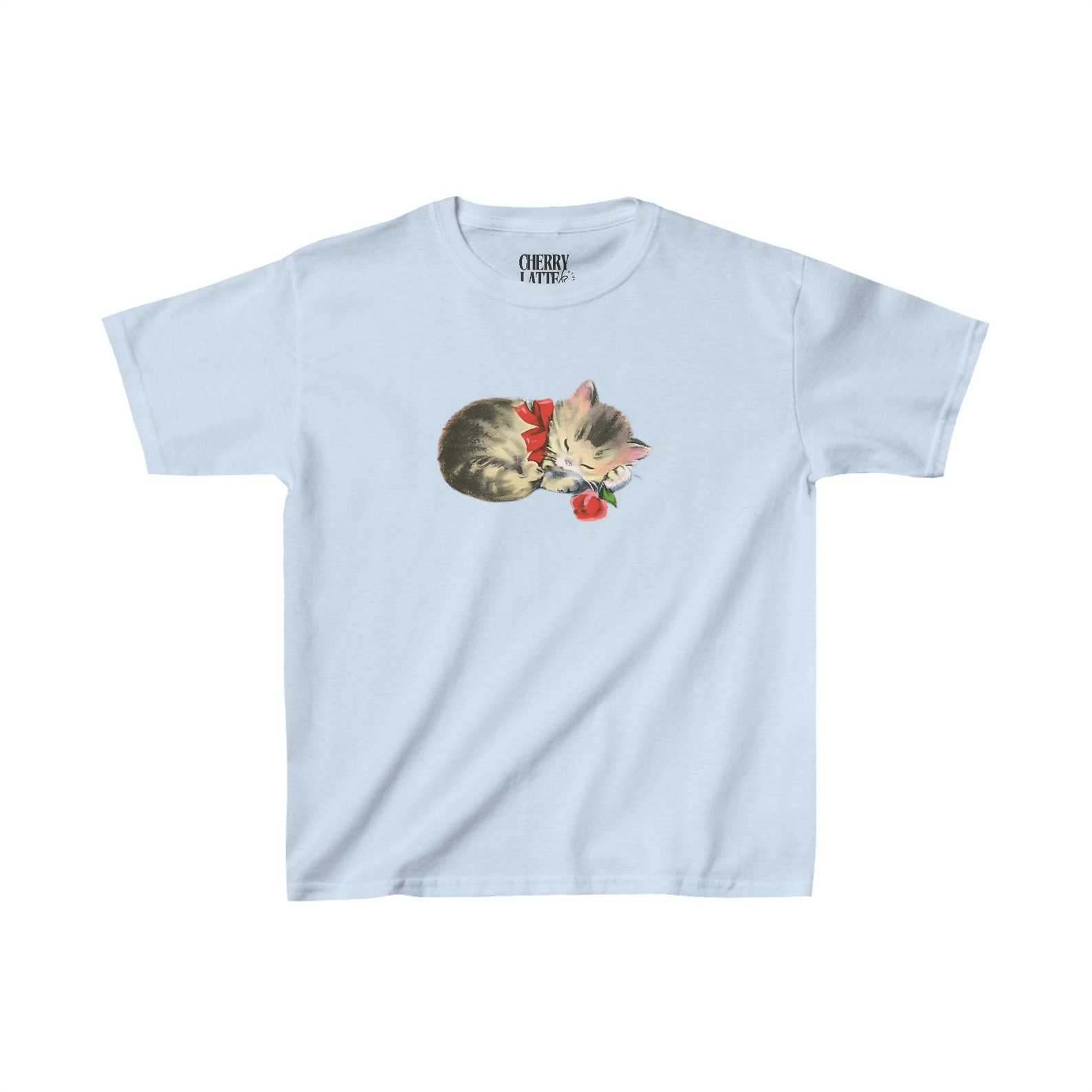 Other Retro Cat Bow Baby Tee – Red Bow Coquette Aesthetic Size M / US 6-8 / IT 42-44 - 1 Thumbnail