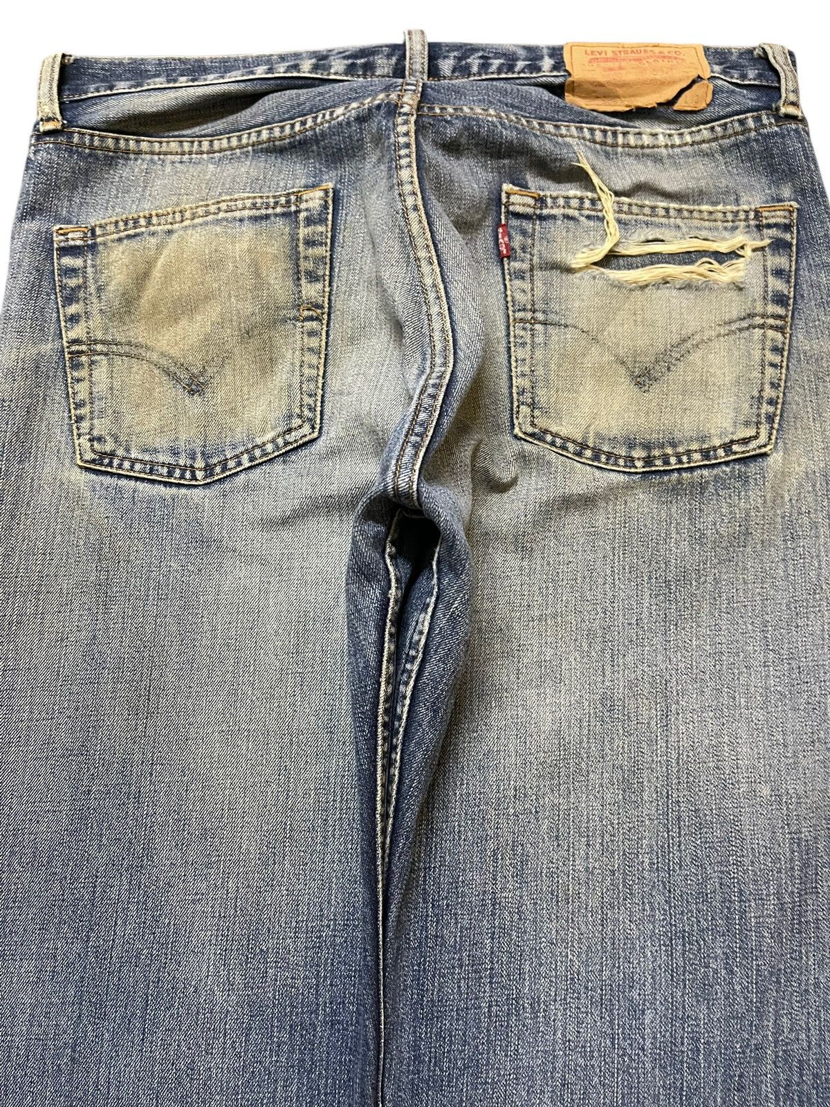 Levi's Vintage 90s Levis 505 Mud Faded Wash Ripped Loose Jeans Size US 34 / EU 50 - 5 Thumbnail