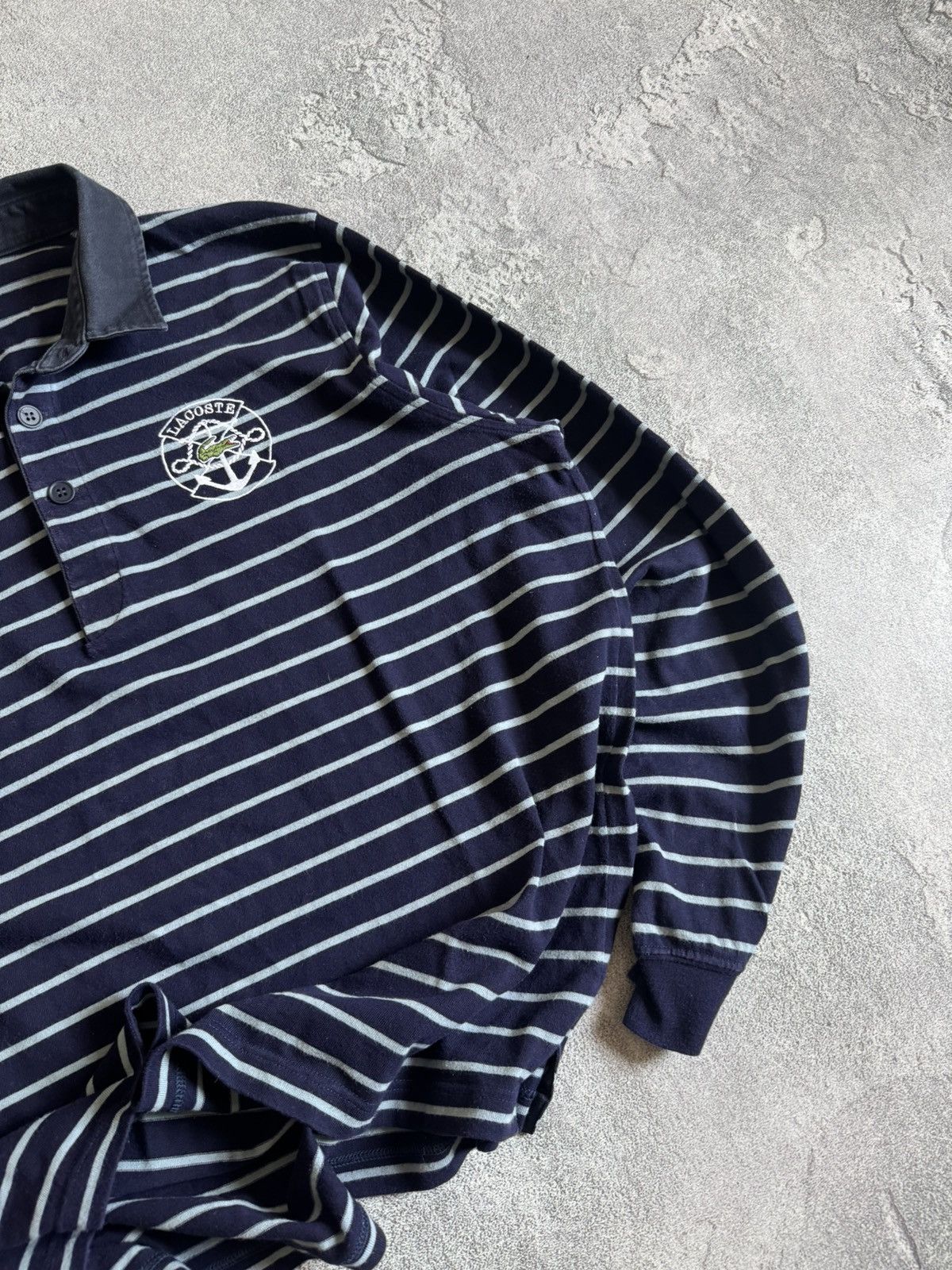 Lacoste × Vintage Lacoste XL striped rugby polo long sleeve sweatshirt jumper Size US XL / EU 56 / 4 - 4 Thumbnail