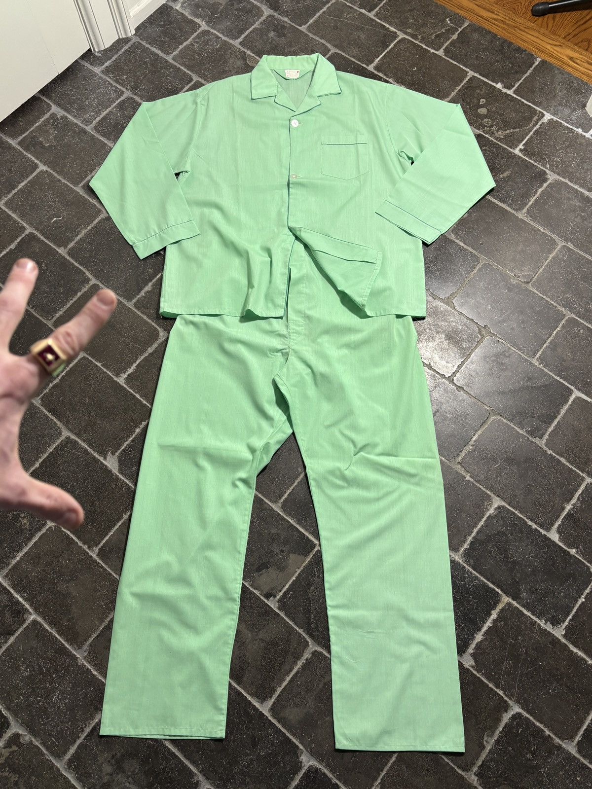 Vintage True Vintage Pajama Set 1960s Matching Two Piece Perma Press Size US 36 / EU 52 - 1 Thumbnail