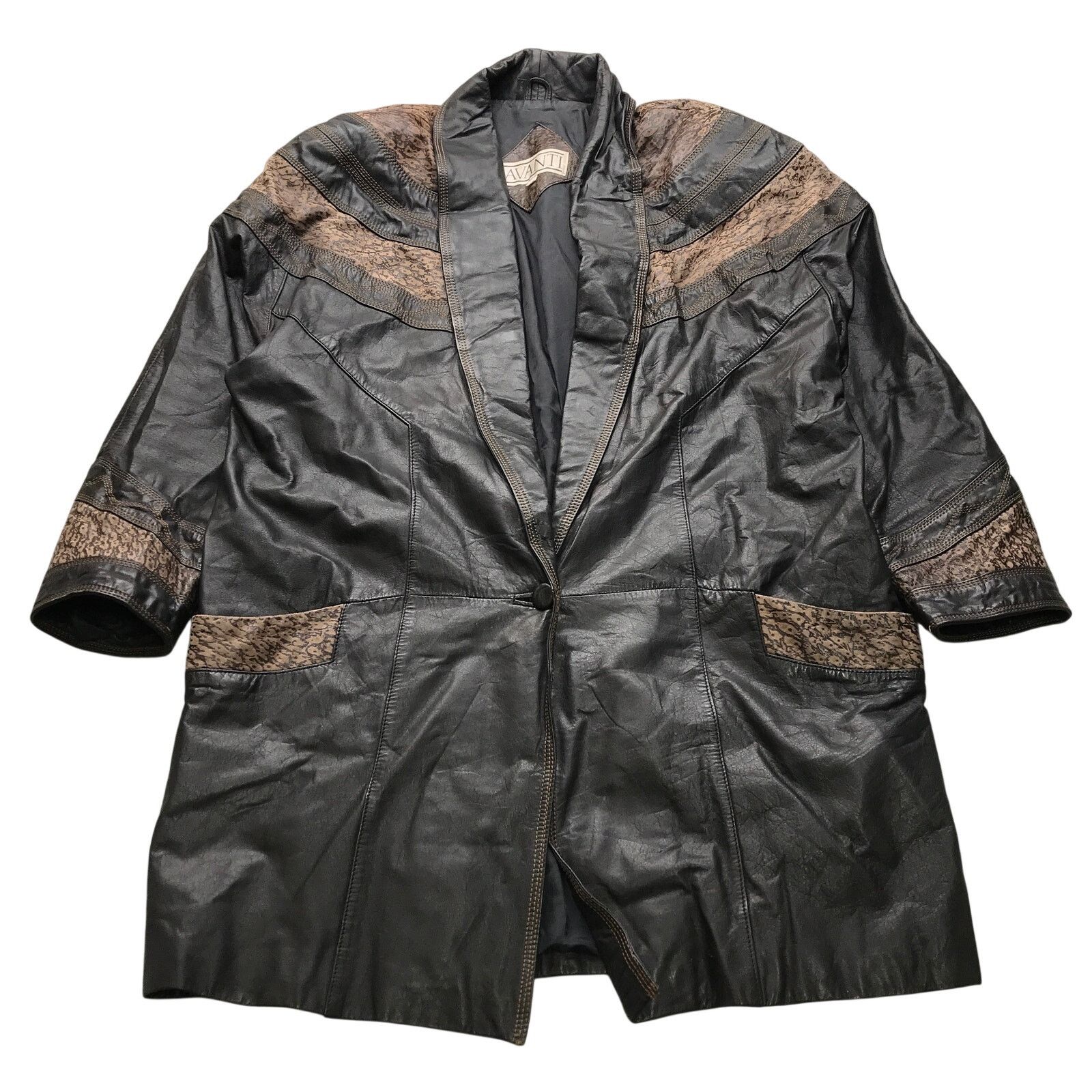 Other Vintage 90s Avanti Leather Long Coat Womens Large Black Size L / US 10 / IT 46 - 1 Thumbnail