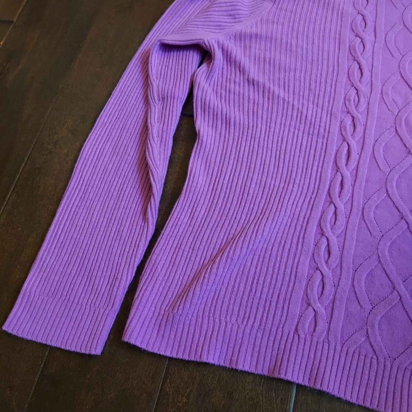 Vintage Requirements Purple Knitted Pattern Long Sleeve Turtleneck Sweater XL Women's Pullover, Breathable Acrylic, Winter/Fall, Casual/Work/Travel, XO Size XL / US 12-14 / IT 48-50 - 3 Thumbnail