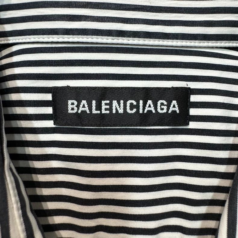 Balenciaga Balenciaga Black and white striped back logo printed long Size US XXS / EU 40 - 6 Thumbnail
