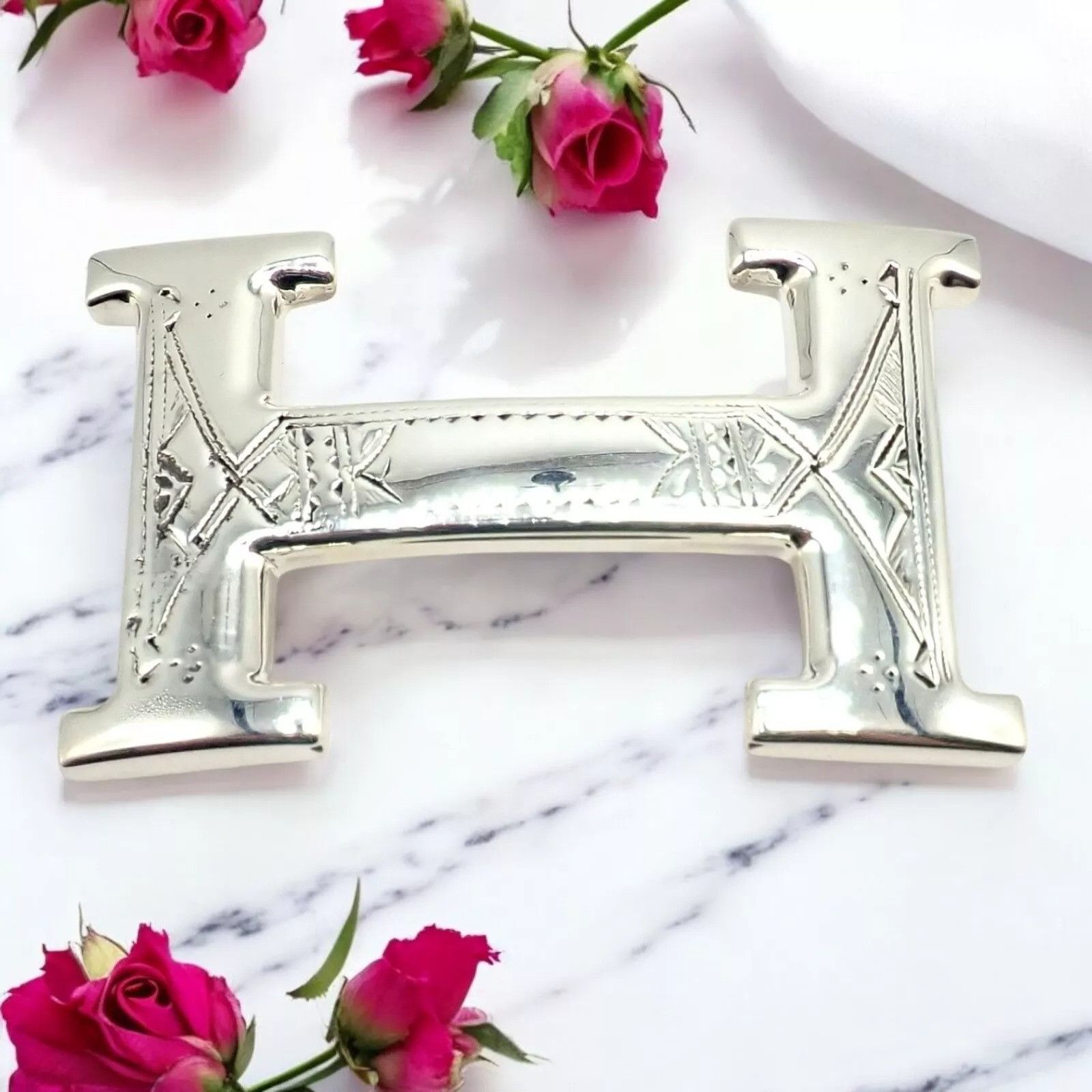 Hermes Hermes Silver Signature Classic Large H Belt Buckle 32m Size ONE SIZE - 2 Thumbnail