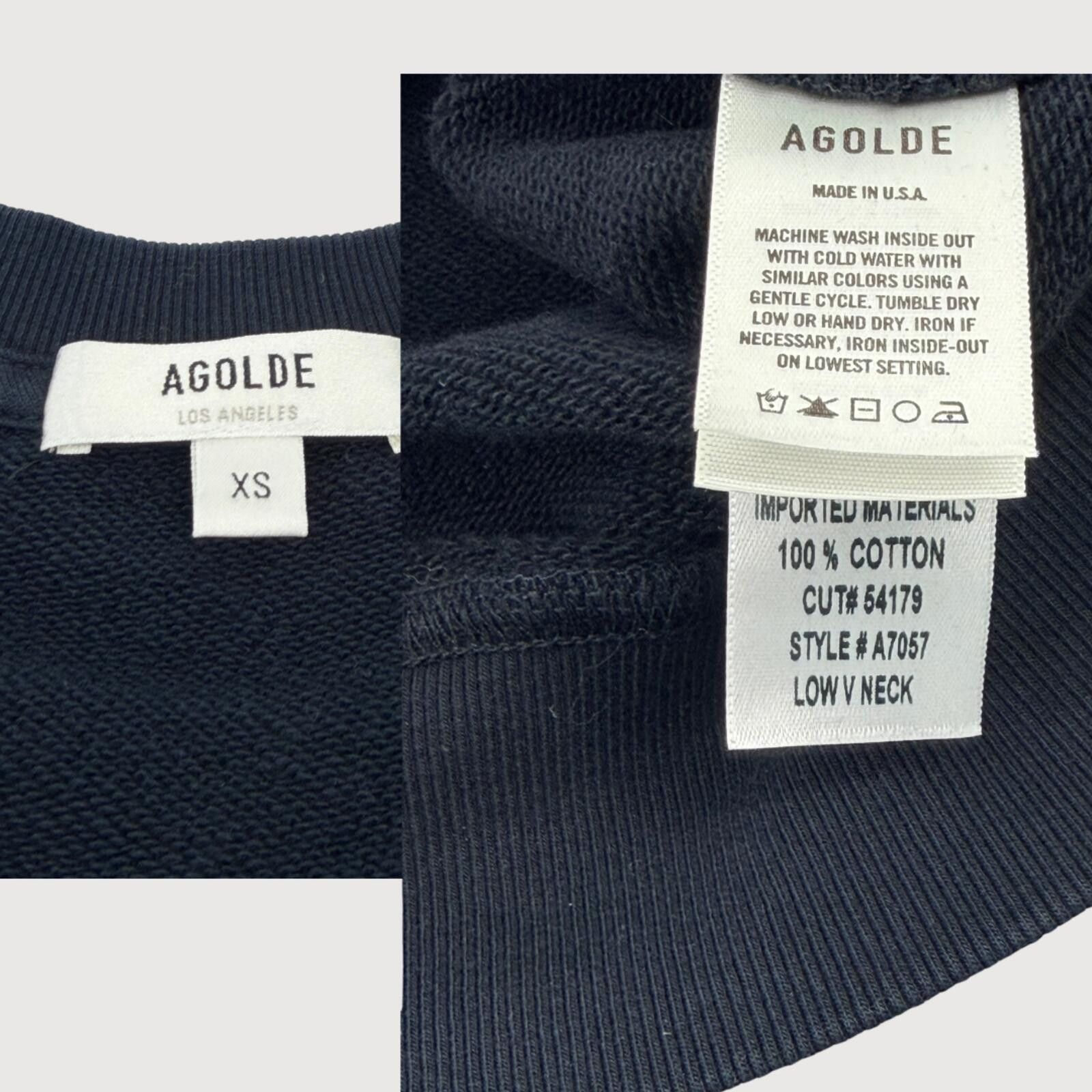 Agolde Agolde Low V Neck French Terry Sweatshirt Navy XS Size US XS / EU 42 / 0 - 5 Thumbnail
