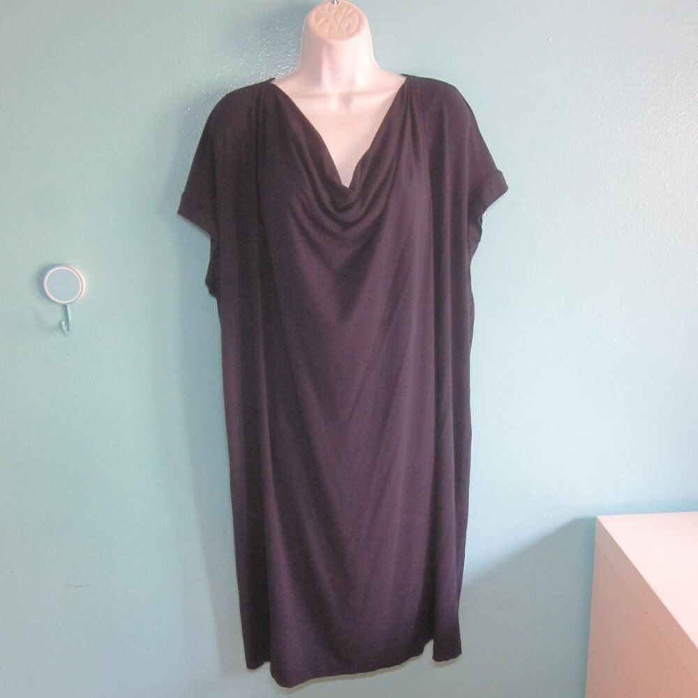Eileen Fisher Eileen Fisher Plus 3X Dark Blue Pullover Drape Neck Sleeveless Knee Length Dress Size 3XL / US 20-22 - 10 Thumbnail