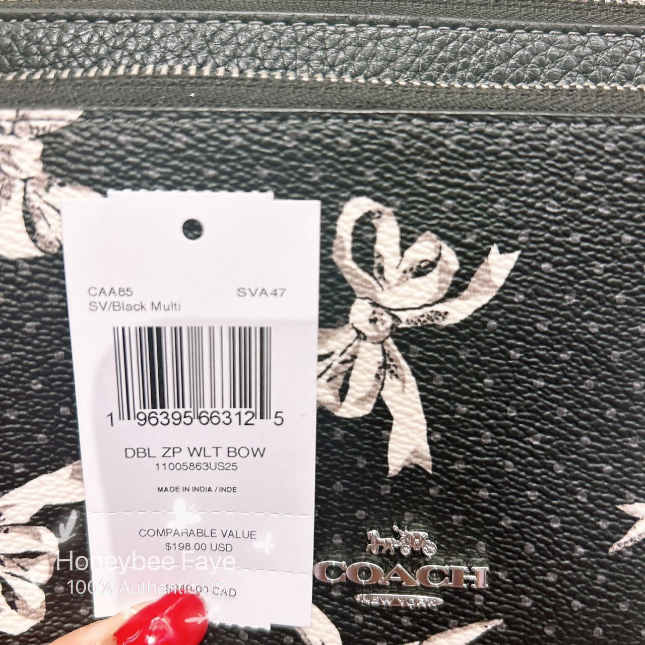 Coach Double Zip Wallet With Bow Print CAA85 Size ONE SIZE - 6 Thumbnail