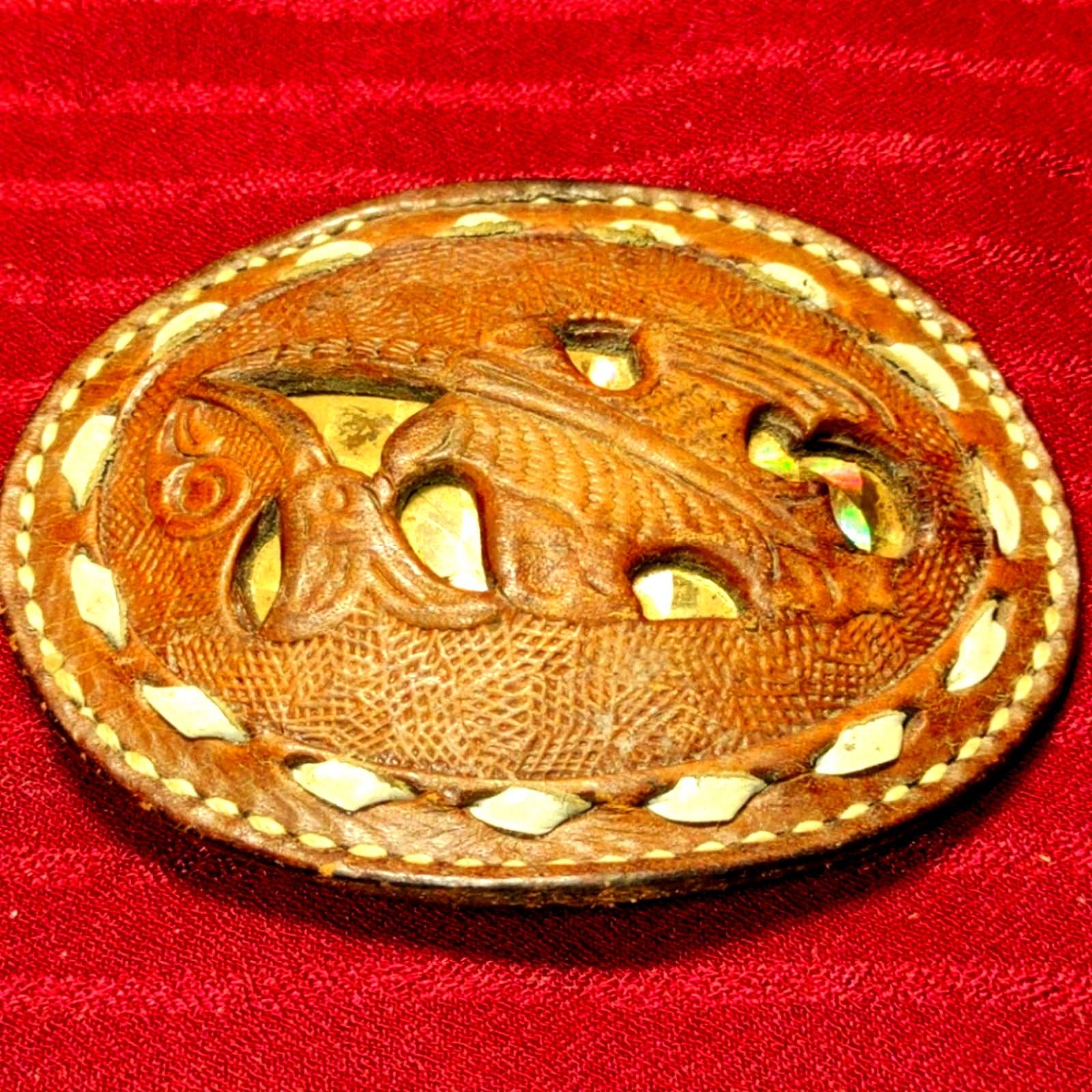 Vintage Absolutely gorgeous leather belt buckle Size ONE SIZE - 2 Thumbnail