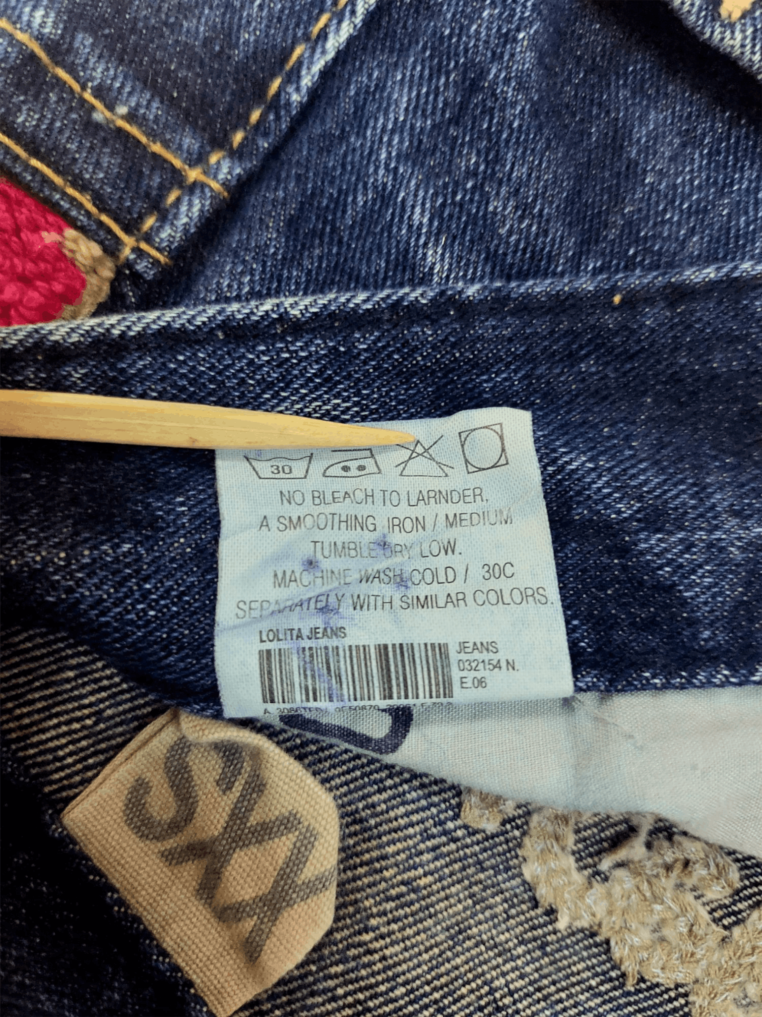 Vintage Lolita Jeans Embroidered Ribbon Mushroom Denim Size 29" - 21 Thumbnail