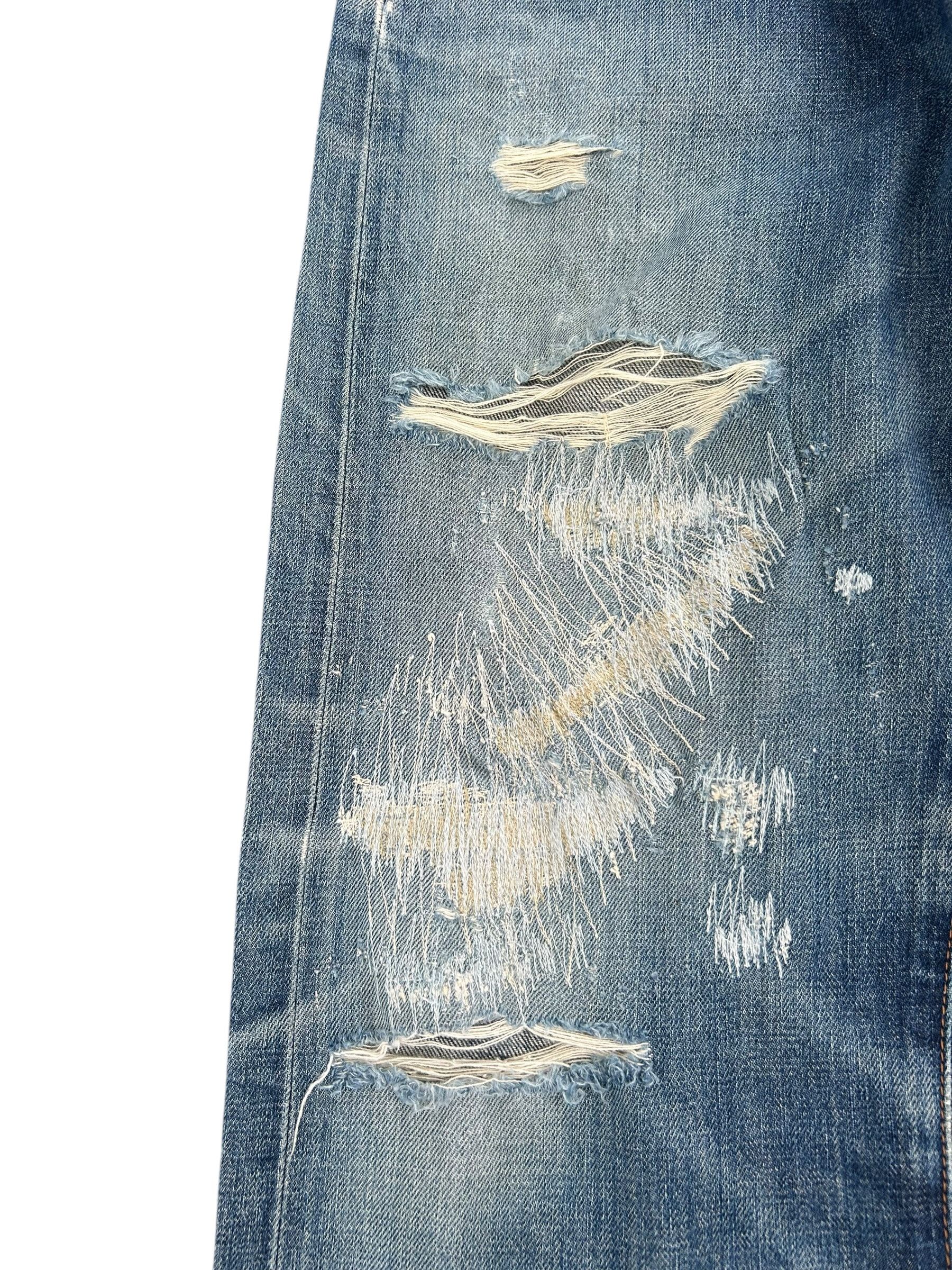 Japanese Brand × Kapital × Vintage THRASHED Vintage Levi's big E Reconstructed Repair Denim Size US 33 - 5 Thumbnail