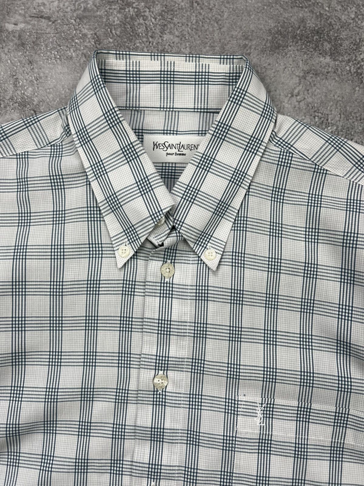 Yves Saint Laurent Yves Saint Laurent YSL Button Up Shirt Mens Classic Plaid Size US L / EU 52-54 / 3 - 2 Thumbnail