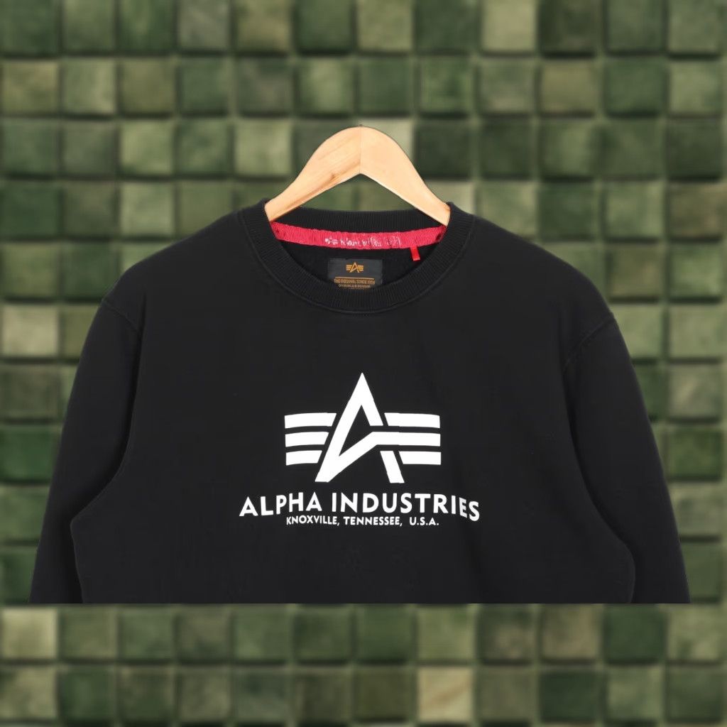 Alpha Industries ALPHA INDUSTRIES Pullover Sweatshirt Men M Black Logo Size US M / EU 48-50 / 2 - 1 Thumbnail