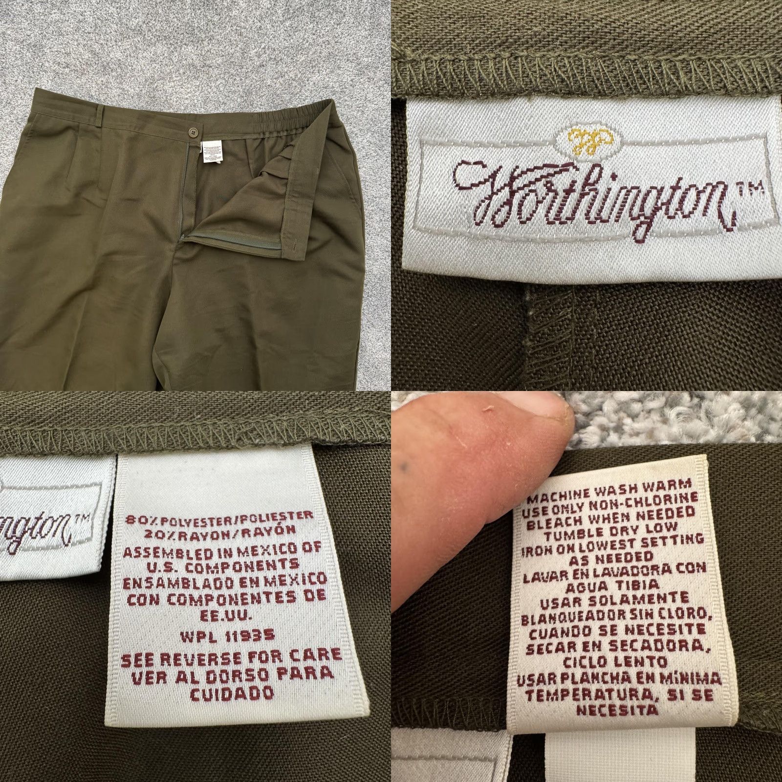 Worthington VINTAGE Worthington Cropped Pants 30 Tapered Pleated Pockets 80s 90s Olive Green Women's Pants Size 30" / US 8 / IT 44 - 8 Thumbnail