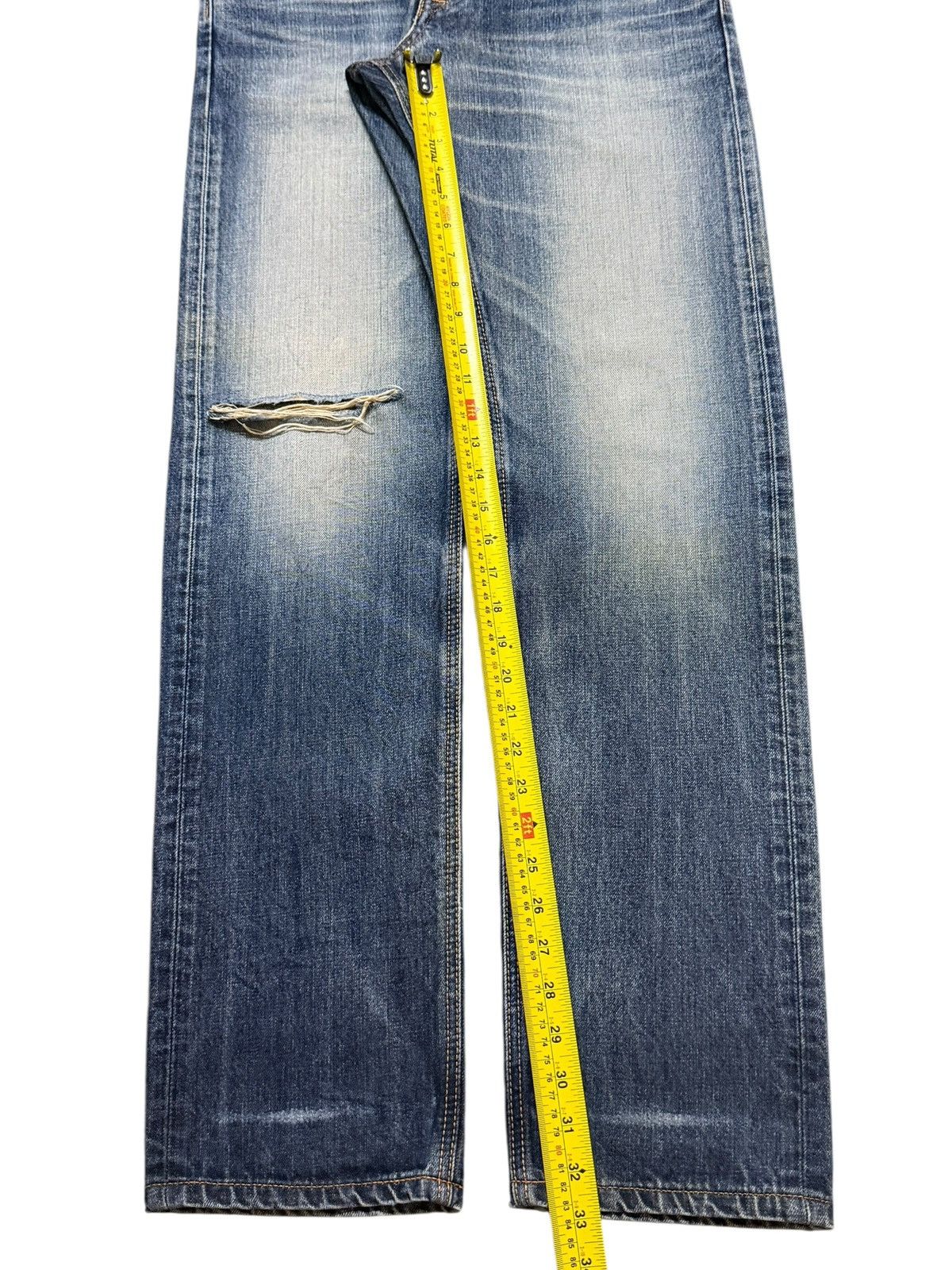 Edwin Vintage 90s Edwin XV Blue Faded Wash Whiskers Distressed Size US 32 / EU 48 - 12 Thumbnail