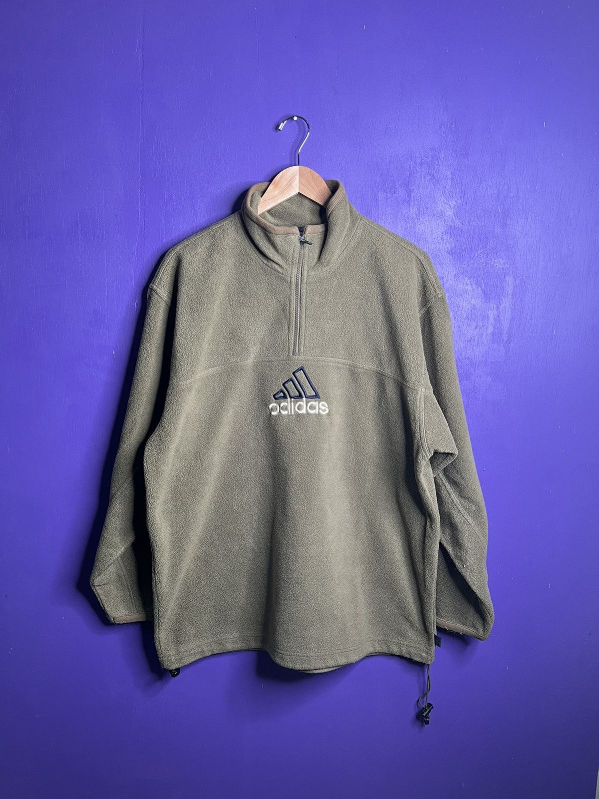 Adidas × Vintage Vintage 90s Adidas logo quarter zip fleece jacket Size US L / EU 52-54 / 3 - 1 Thumbnail