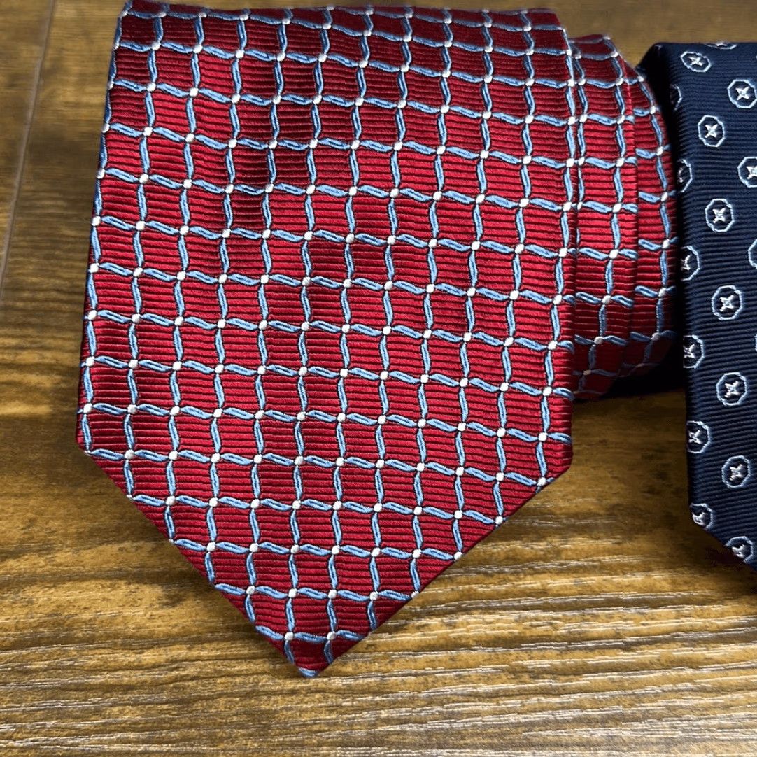 Brooks Brothers Tie Men One Size Silk Made in USA Woven Imported Fabric Red Multicolor L 58 W 4
