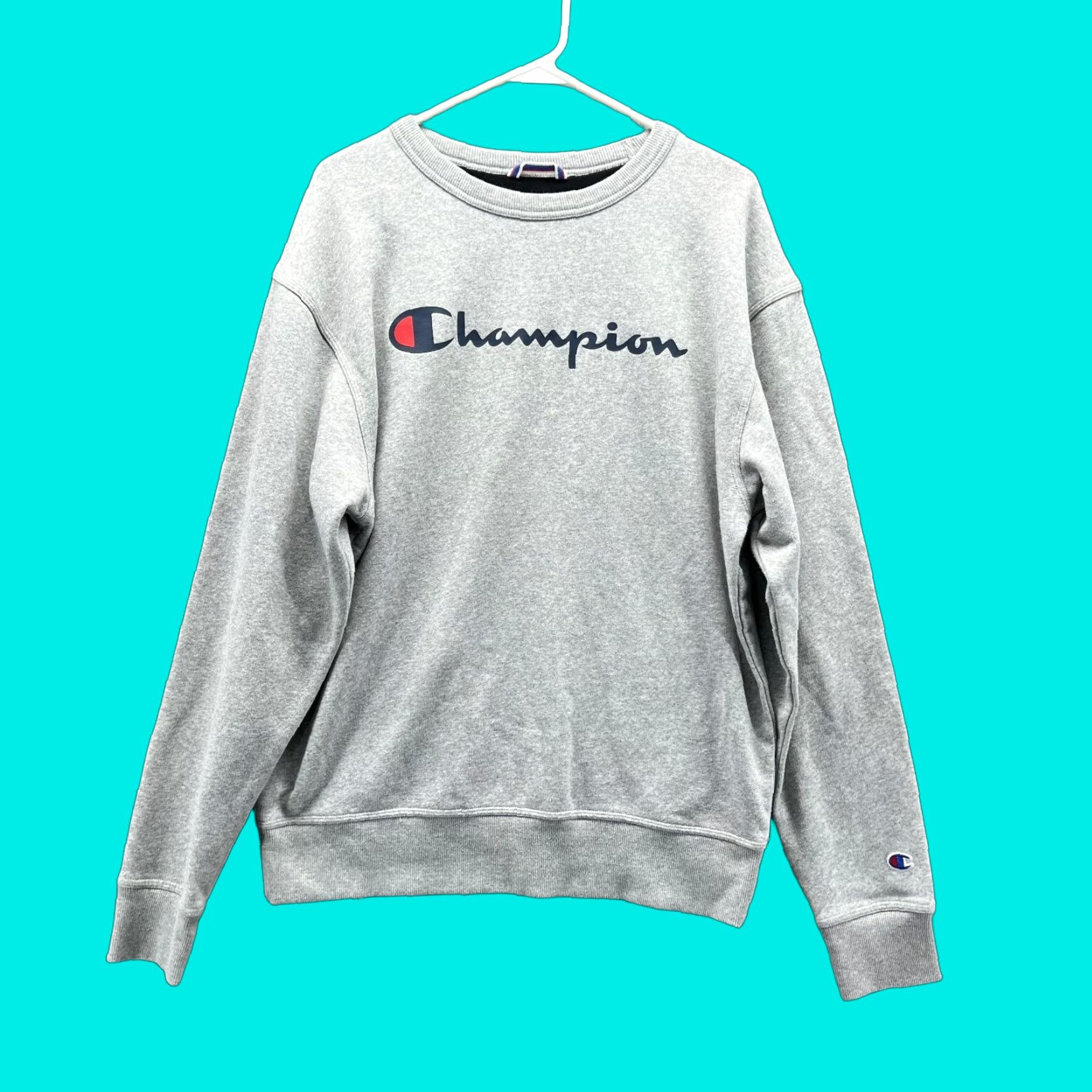 Champion VINTAGE Champion Sweater Men M Gray Crewneck Pullover Fleece Cotton Logo All Seasons Size US M / EU 48-50 / 2 - 1 Thumbnail