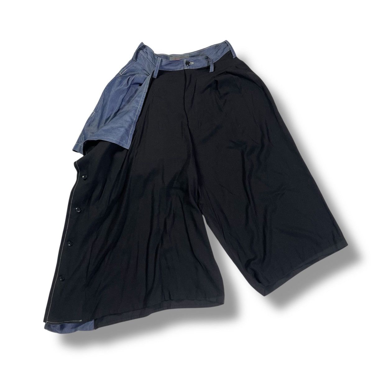 Yohji Yamamoto Rare! Yohji Yamamoto Split Denim Wide Asymmetrical Pant Size 28" / US 6 / IT 42 - 1 Thumbnail