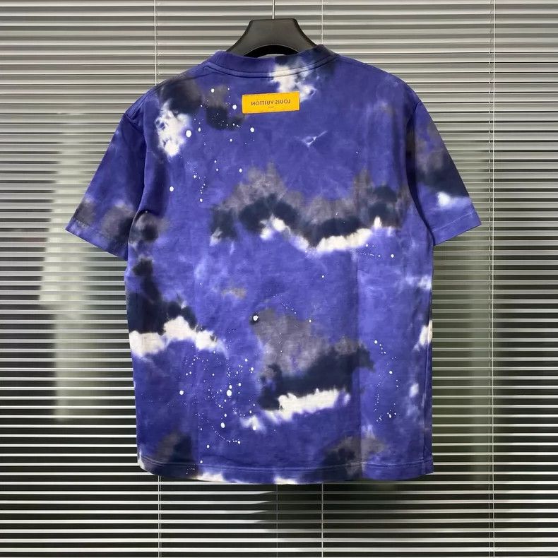 Louis Vuitton LOUIS VUITTON Blue tie-dye splash-ink short sleeves 2504-Ne Size US M / EU 48-50 / 2 - 2 Thumbnail