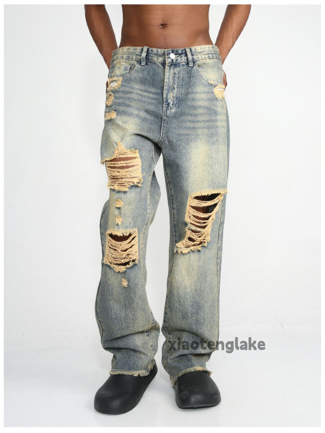 washed faded hiphop grunge damaged ripped jeans