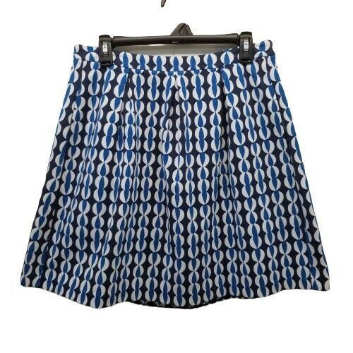 Boden Boden 8 Skirt Blue Geometric Cat Eye Print Pleated Pockets W Size 30" / US 8 / IT 44 - 1 Thumbnail