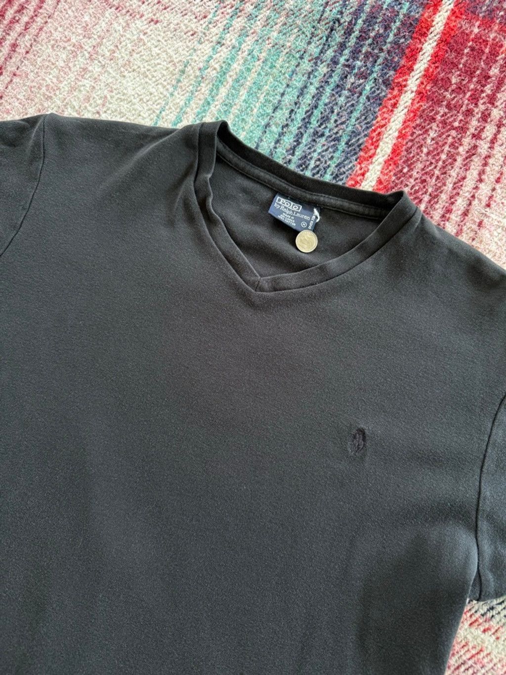 Polo Ralph Lauren Vintage Polo Ralph Lauren Black V-Neck Short Sleeve Tee M Size US M / EU 48-50 / 2 - 2 Thumbnail