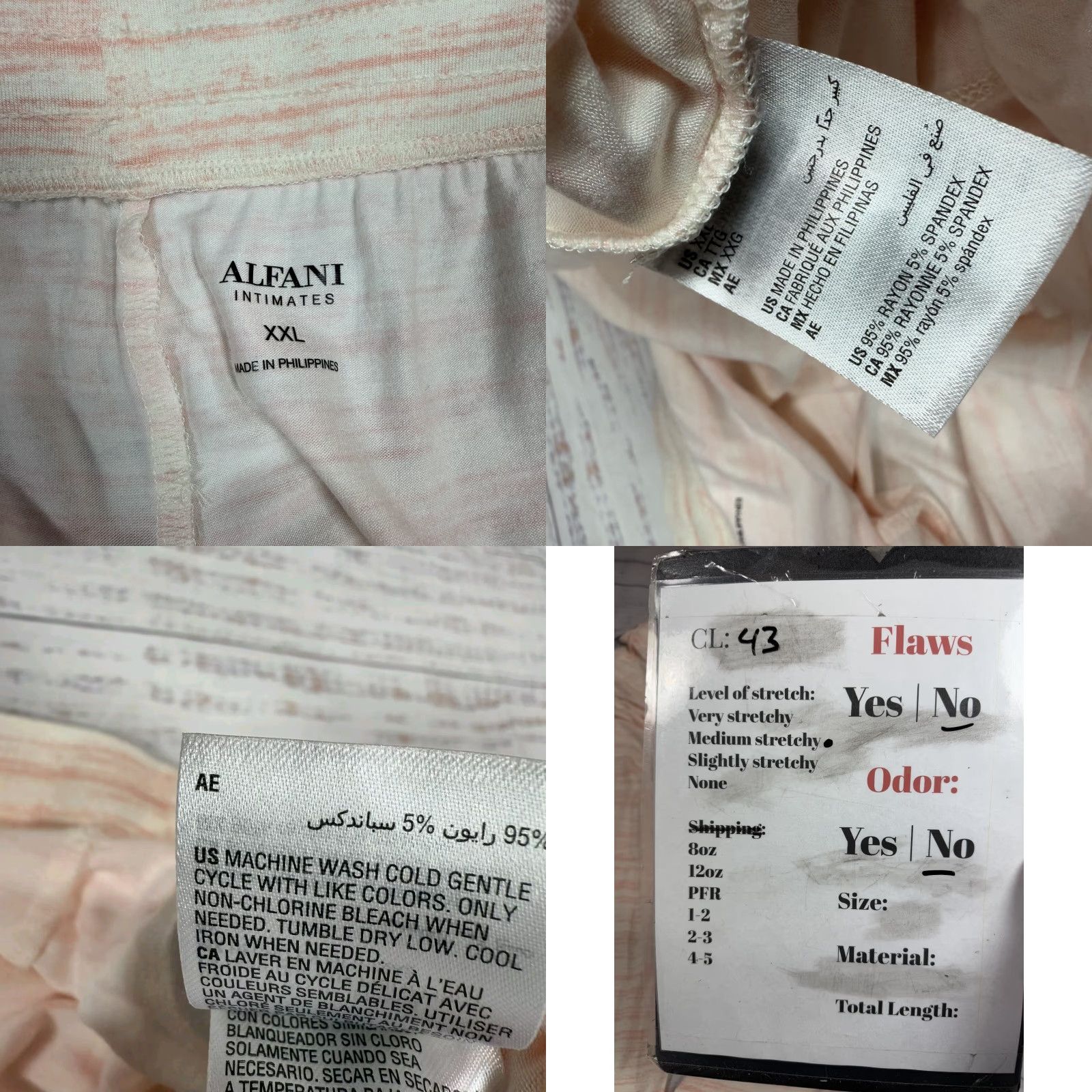 Alfani Alfani Pajama Pants Womens Peach Sleepwear Drawstring Capri 2XL NWT Size 40" / US 18 - 8 Thumbnail