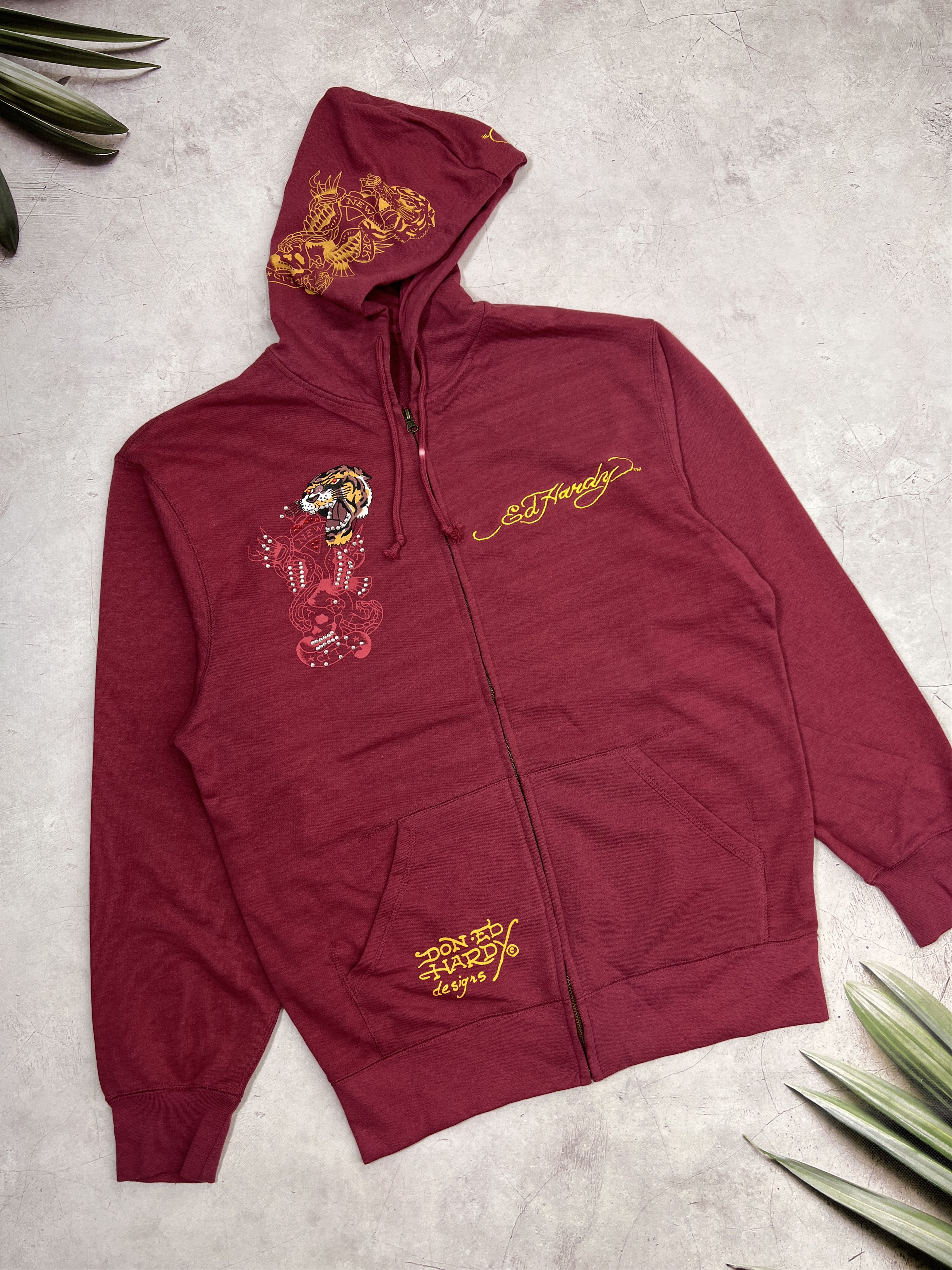 Ed Hardy Y2K Ed Hardy Zip Up Hoodie Christian Audigier Tiger & Skull Size US XL / EU 56 / 4 - 2 Thumbnail