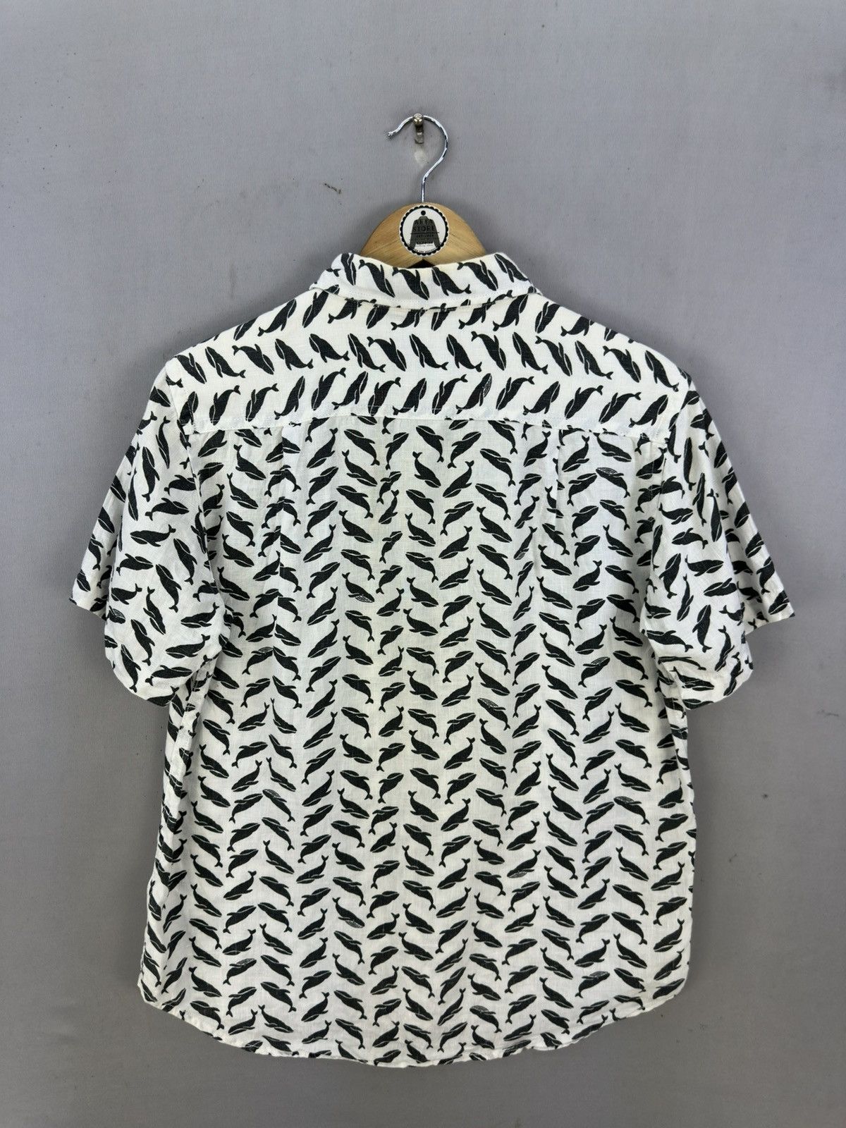 Japanese Brand Sunny Clouds Whale Motive Linen Shirt Short Sleeve Size US M / EU 48-50 / 2 - 4 Thumbnail