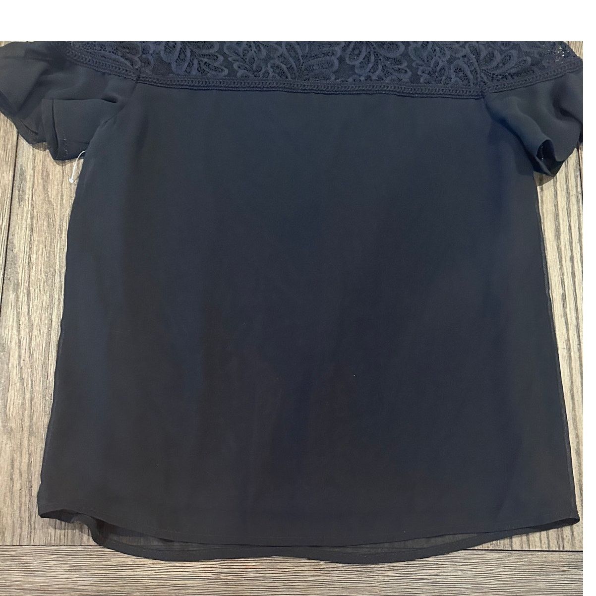 Calvin Klein Calvin Klein Women's Black Lace Neck Sheer Short Sleeve PXS Size XS / US 0-2 / IT 36-38 - 8 Thumbnail