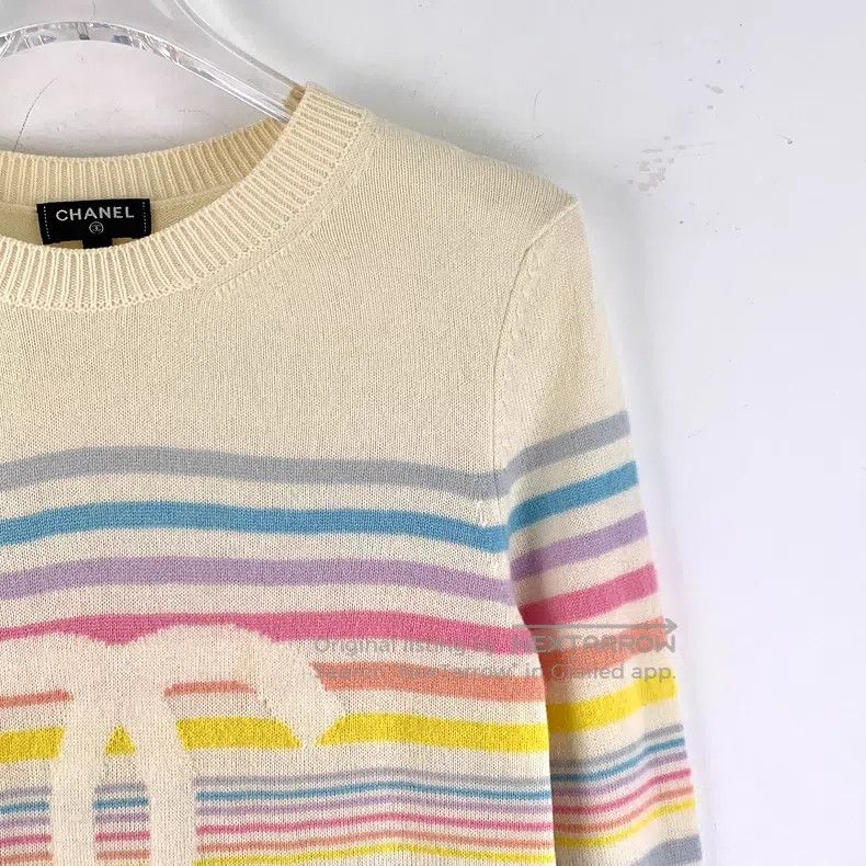 Chanel Chanel Cruise series colour block striped logo cashmere ro Size XXS / US 00 / IT 34 - 3 Thumbnail