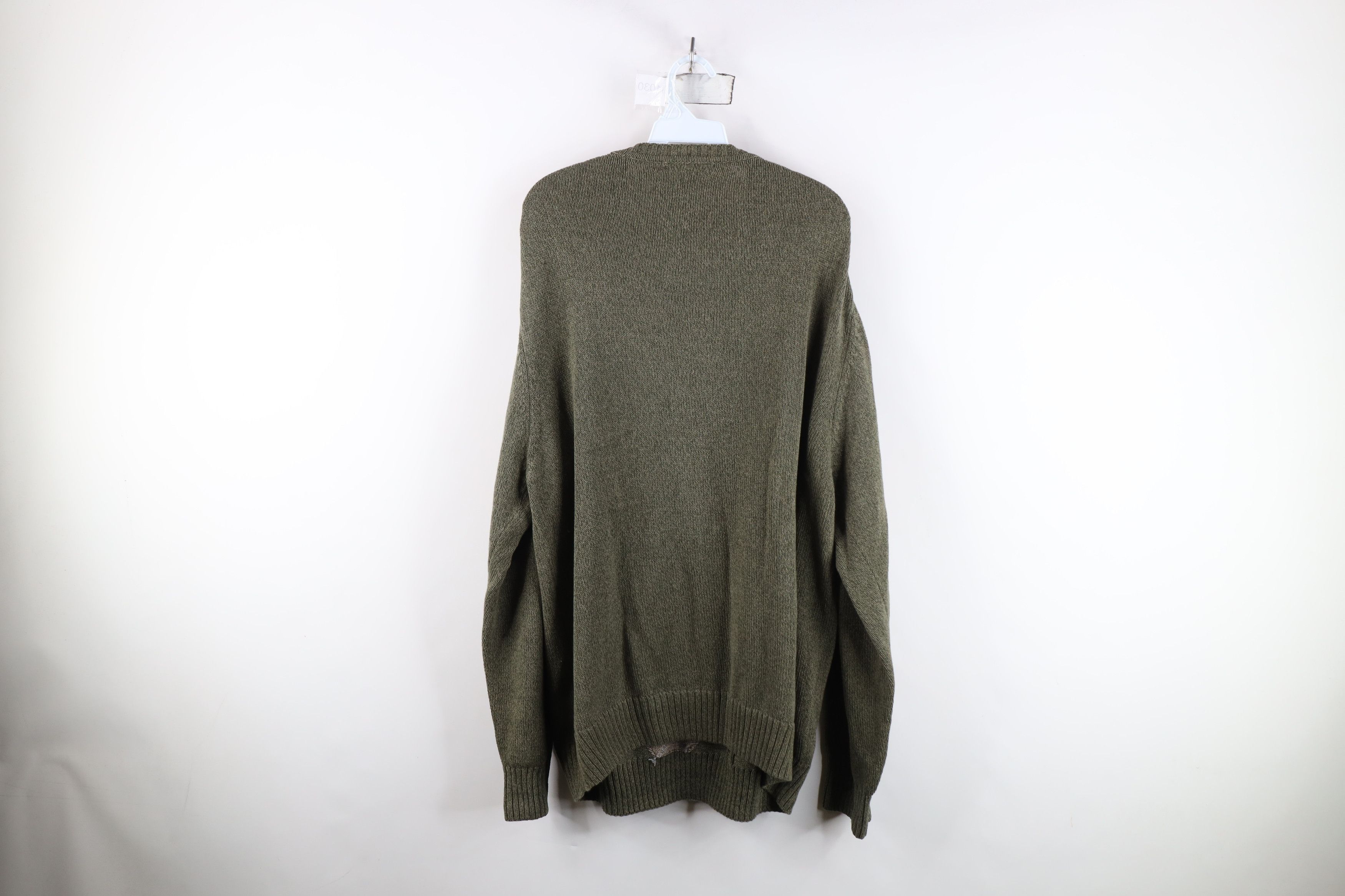 Vintage Vintage 90s Streetwear Cotton Cable Knit Sweater Green Size US XL / EU 56 / 4 - 9 Thumbnail