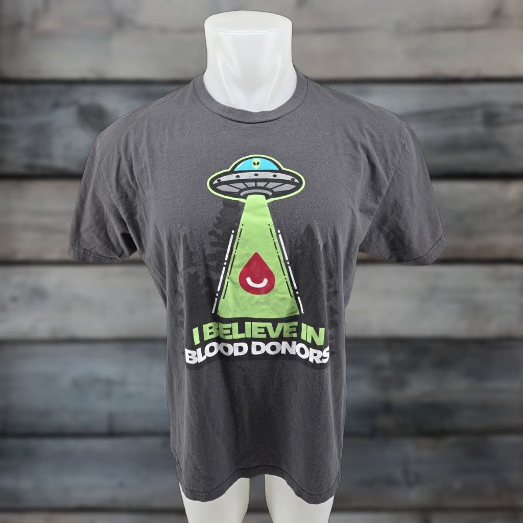 Next Level Lifesouth Blood Donor UFO Alien Graphic T Shirt XL Gray Nike? Size US XL / EU 56 / 4 - 1 Thumbnail