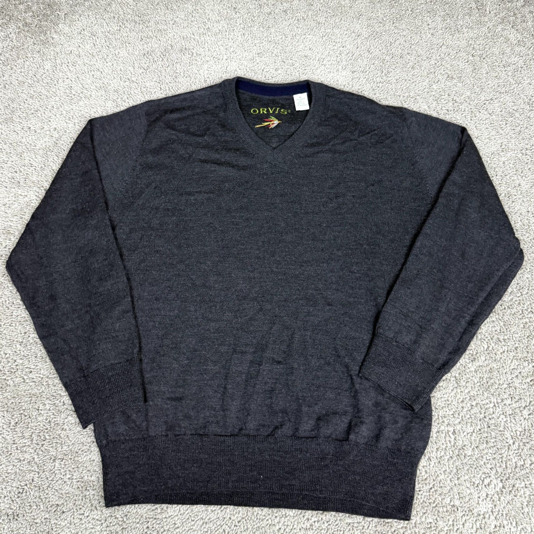 Orvis Orvis Sweater Mens M Gray 100% Merino Wool V Neck Knit Pullover Long Sleeve Size US M / EU 48-50 / 2 - 2 Thumbnail